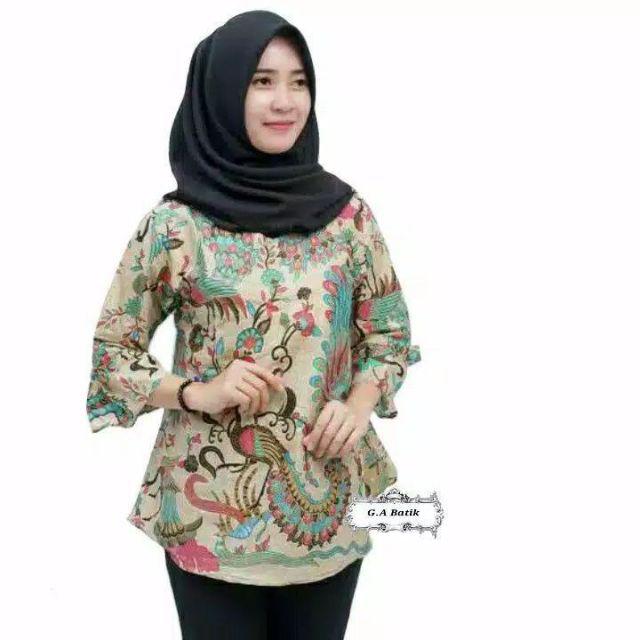 Gamis Jumbo Batik Couple keluarga sania ruffle ori ndoro jowi dnt  Motif Merak Tosca-BLOUSE