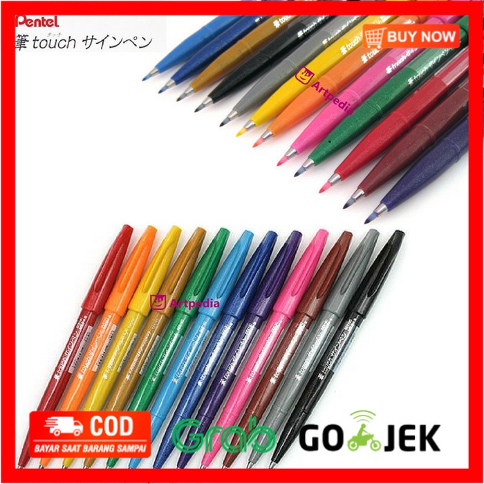 

(BISA COD) Pentel Touch Brush Sign Pen / Brush Pen - Yellow