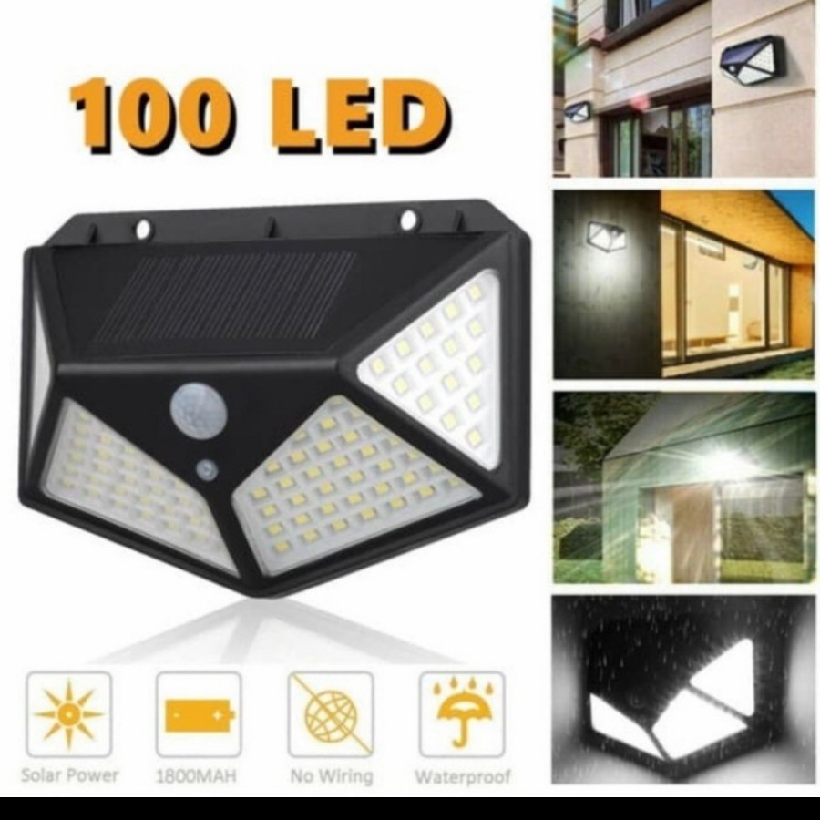 Lampu Taman 100 led solar tenaga surya sensor gerak panel dinding cell