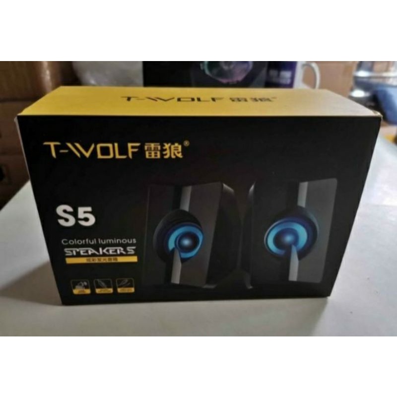 SKU-1251 SPEAKER GAMING T-WOLF S5 RGB SUARA BAGUS TWOLF SPEAKER LED