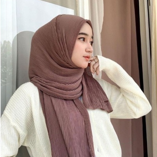 Hijab Plisket Pashmina tanpa garis tengah - jilbab prisket full pasmina diamond  kerudung premium kr