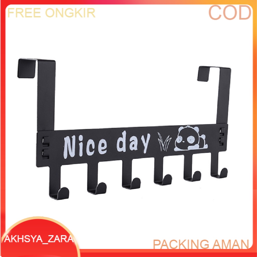 Gantungan Baju Tempel Pintu Minimalis HOOK NICE DAY Belakang Pintu Tanpa Paku Kuat 6 Kaitan Enudden