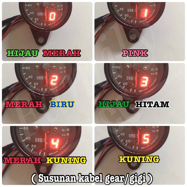 SPEEDOMETER KILOMETER CUSTOM HITAM VARIASI GEAR - GIGI LED MOTOR UNIVERSAL