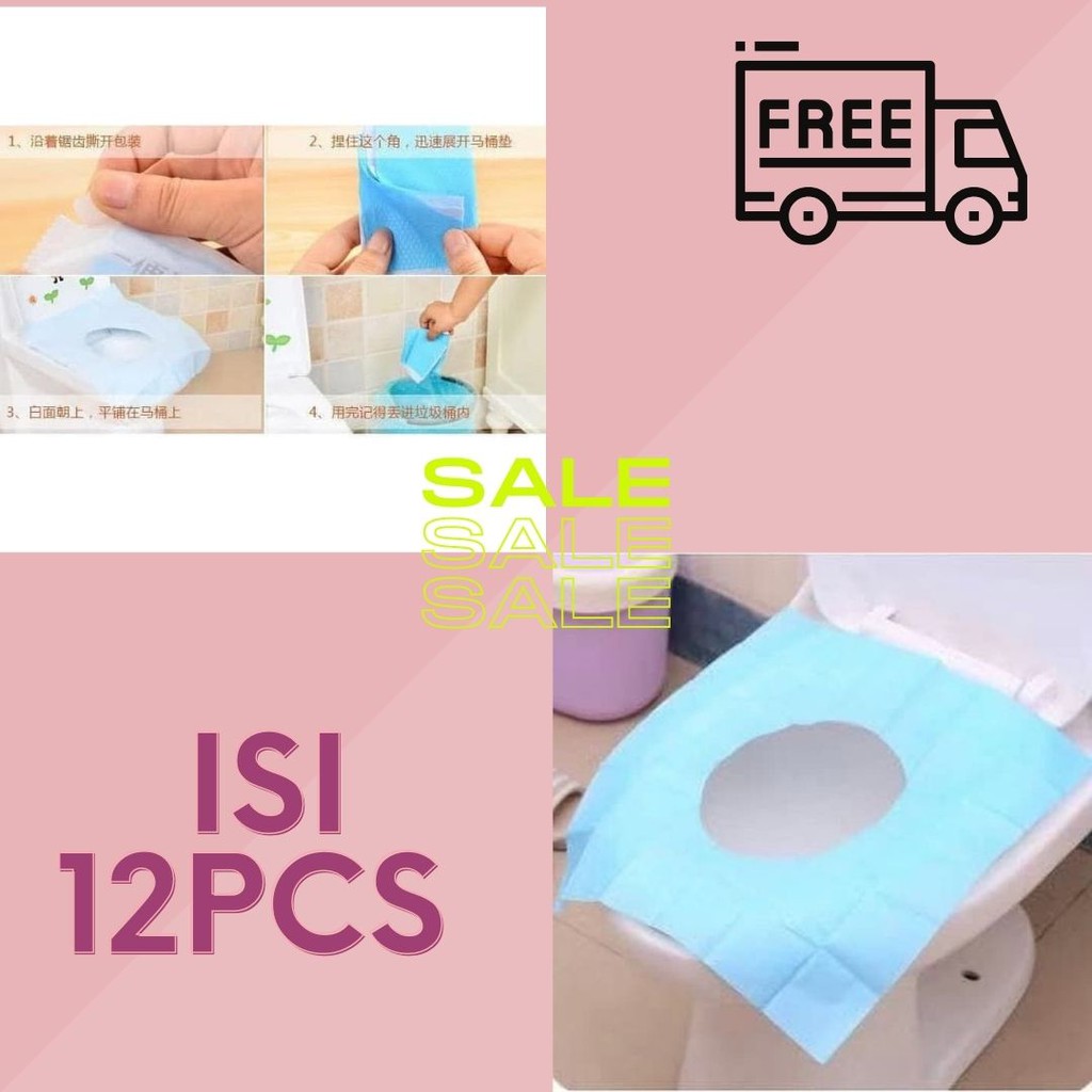 [ISI 12PCS] Toilet Seat Cover / Tisu Alas Duduk Closet Tissue Portable Tisu Tatak WC