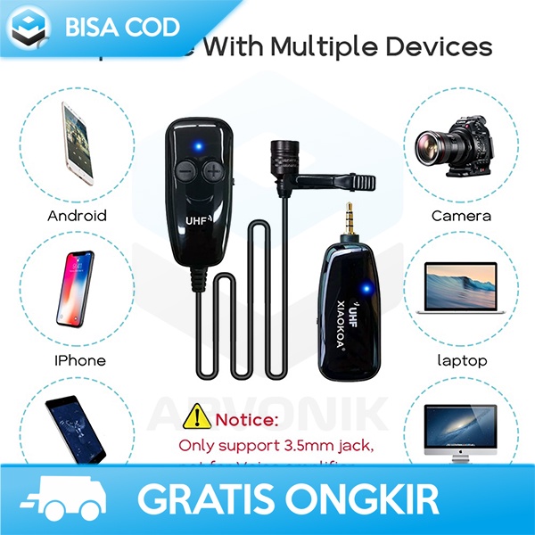 MICROPHONE WIRELESS UHF BY XIAOKOA UNTUK PODCAST LIVE INTERVIEW ORI