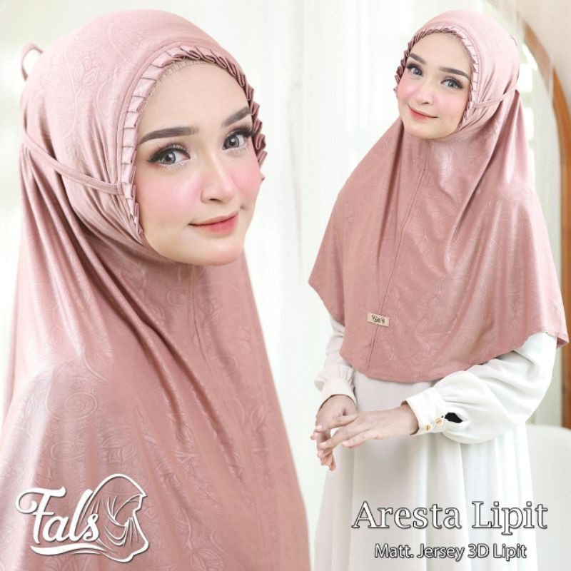 [ Ori Fals ] ARESTA LIPIT ••hijab bergo lipit tali••bergo hamidah••hijab instan Jersey 3d lipit