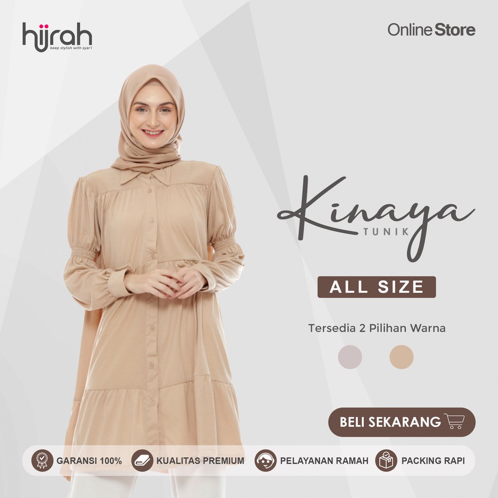 Baju Tunik Wanita Terbaru Atasan Lengan Panjang Jumbo Fashion Muslim Kekinian Kinaya