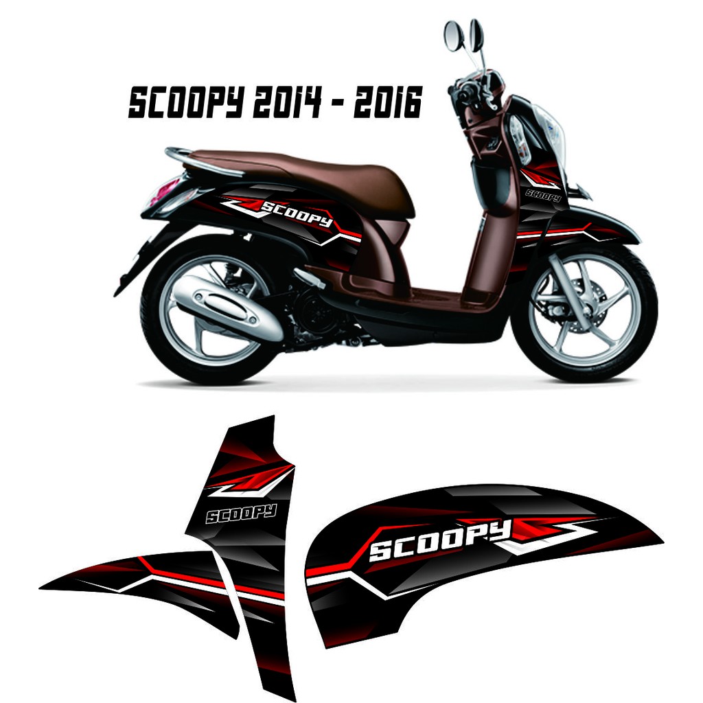 STICKER SCOOPY POLET RACING MOTOR SCOOPY FI 2014-2016 SPORTY VARIASI STIKER STRIPING LIS VARIASI