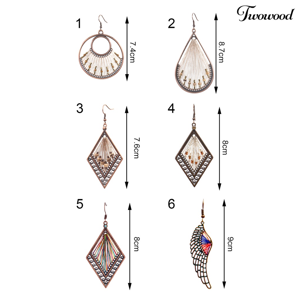 1 Pasang Anting Hook Bentuk Water Drop Aksen Manik-Manik Gaya Bohemian Untuk Wanita