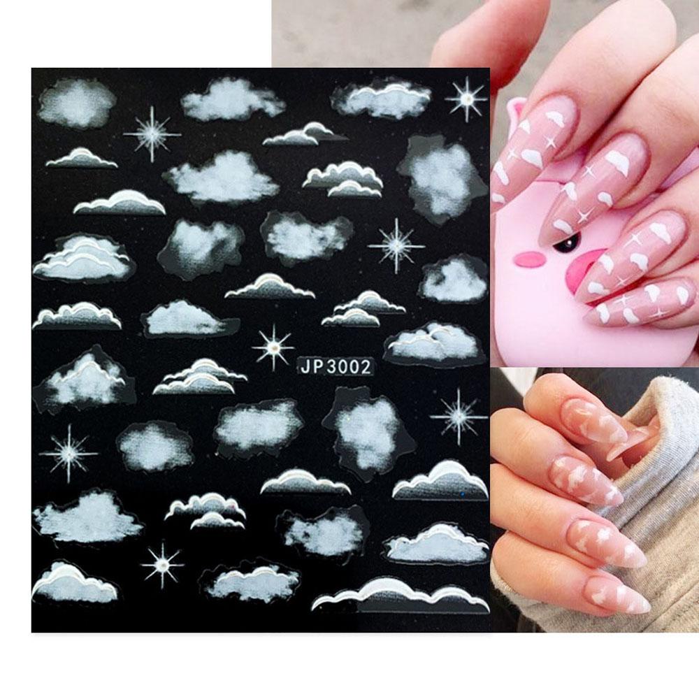 Stiker Kuku Grafir Agustina 3D 1PC Putih Timbul Slider Ultra Tipis Nail Polish Sticker