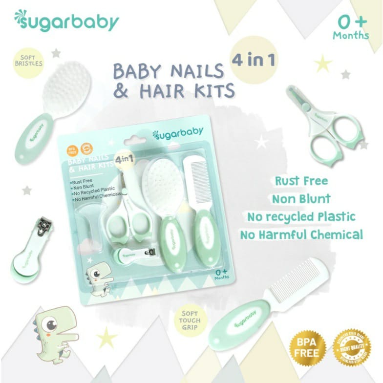 Sugar baby 4in1 Baby Nail &amp; Hair Kits (Perlengkapan Perawatan Kuku dan Rambut Bayi 4in1) Babycare set