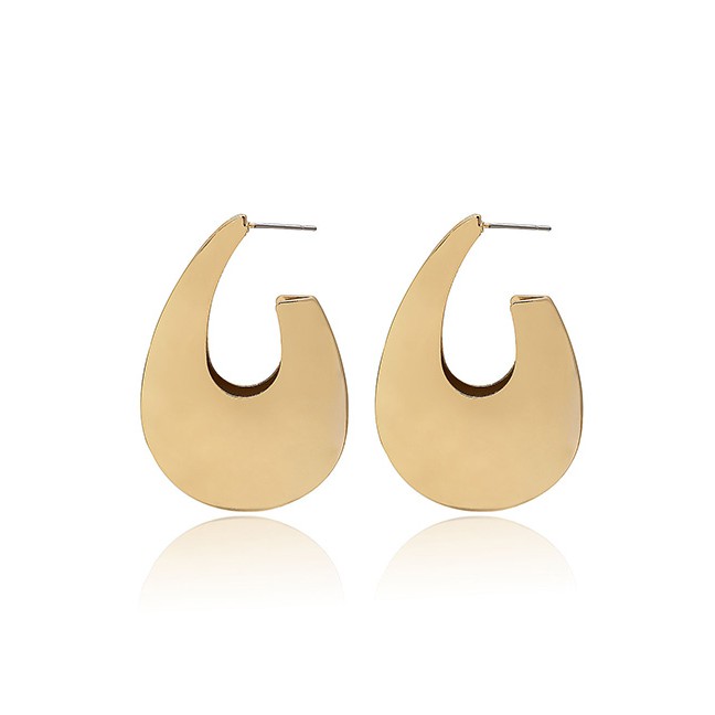 LRC Anting Tusuk Fashion Gold Geometric Drop-shaped Elbow Earrings D19429