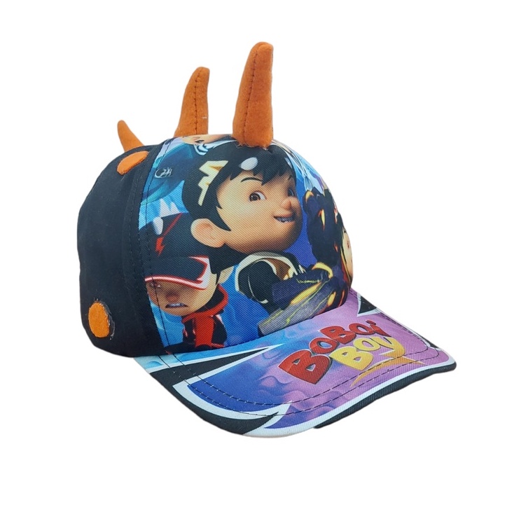 Topi Anak / Balita Print Depan Karakter Kartun Boboiboy Laki Perempuan Usia 1-8 Tahun