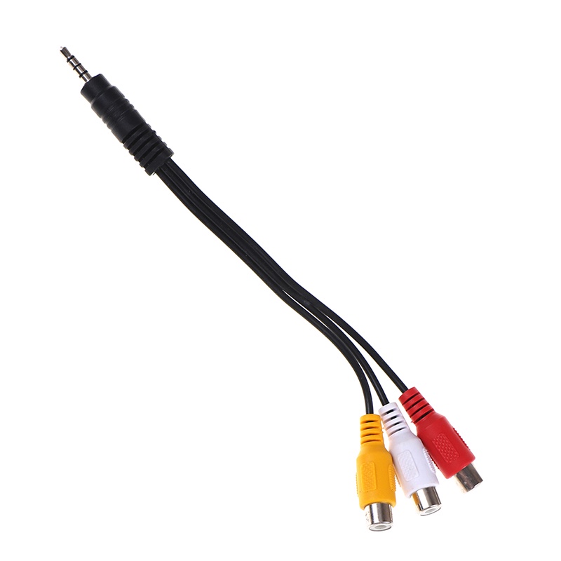 (LUCKID) Kabel audio video stereo jack 3.5mm male Ke 3rca female Panjang 28cm