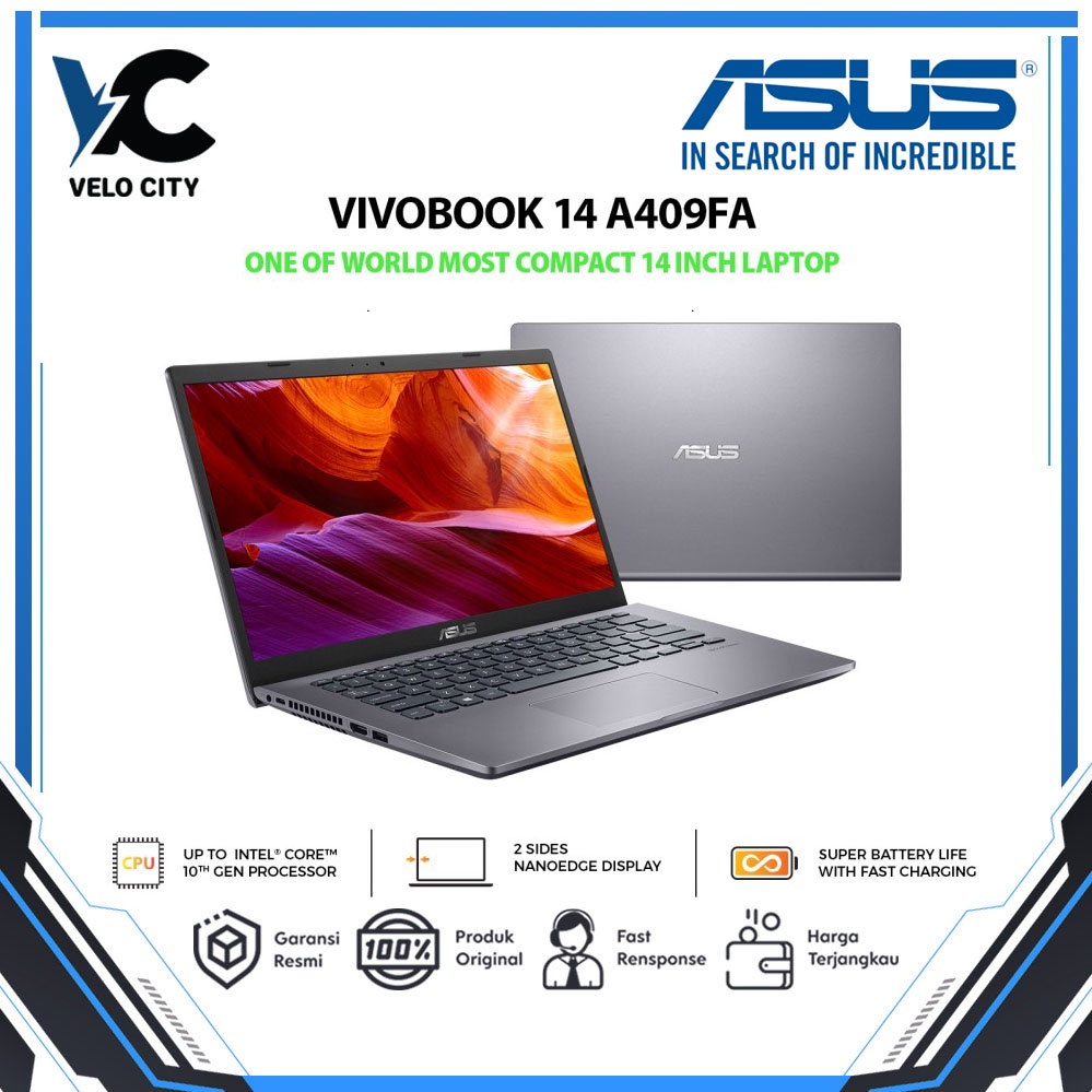 ASUS VivoBook 14 A409FA-FHD322 - Slate Grey Original Garansi Resmi