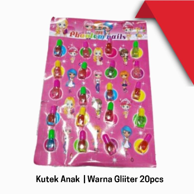 Kutek Anak | Cat Kuku warna Glitter Grosir 20pcs