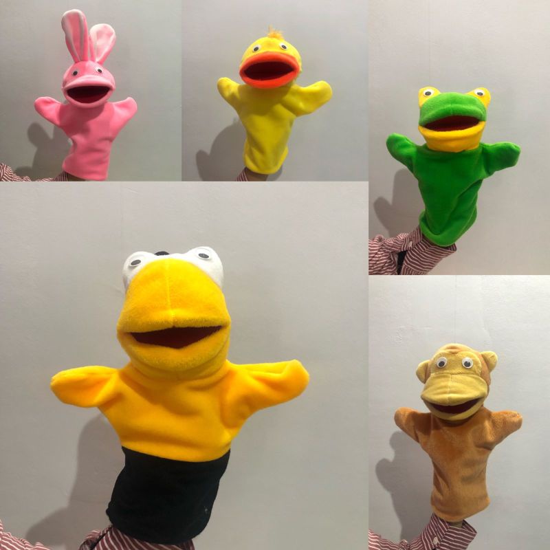 Boneka Tangan Muppet Hewan 30cm | Boneka Dongeng Mainan Edukasi Mulut Gerak