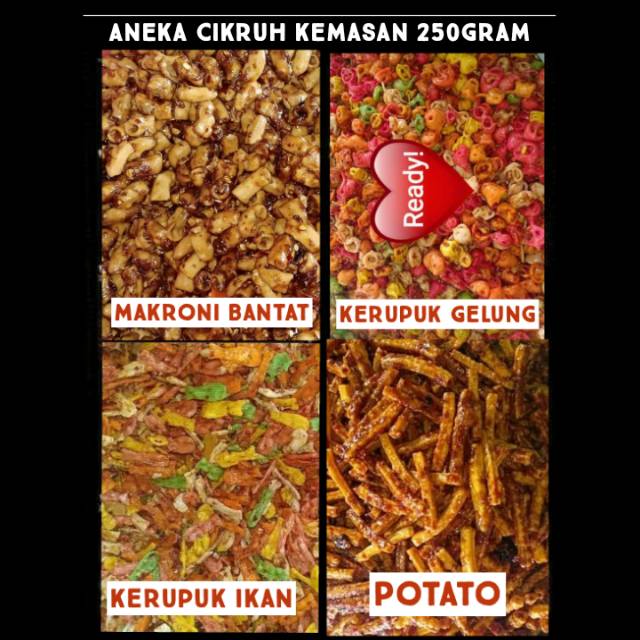 

Aneka Cikruh Kemasan 250gram Pedas Gurih Crispy banget CemiLan Enakkk Terbaik khas Kota Kembang
