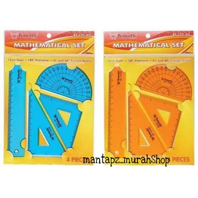 

Penggaris Set Butterfly BT-172-05 Garisan segitiga Busur Mistar (/Set)