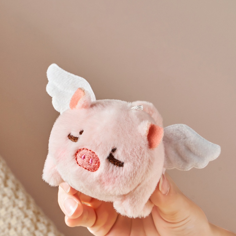 Mary Flying Piggy Plush Keyring Handbag Untuk Gantungan Kunci Liontin Ekor Wiggly Fuzzy Pig Wanita Ransel Handbag Decor Cewek F