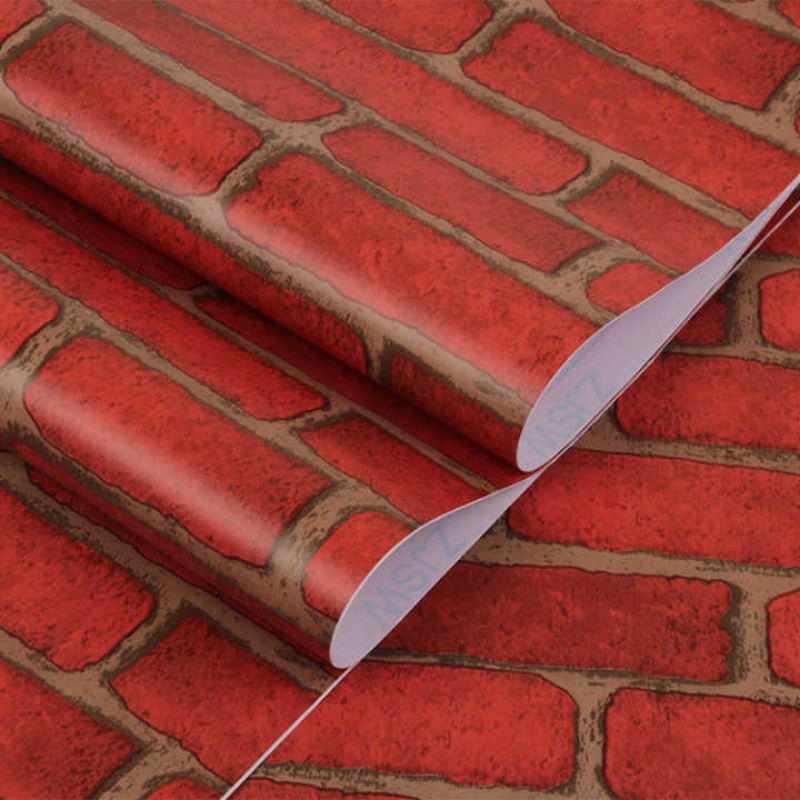 Wallpaper Stiker Dinding Motif Batu bata Merah Elegan Premium Modern