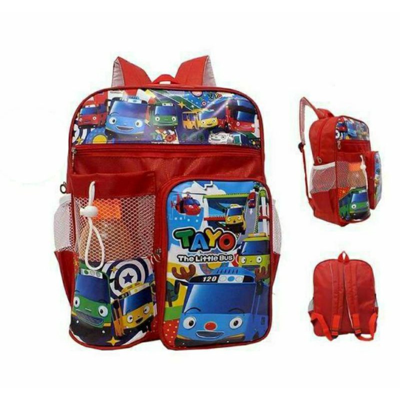 Tas Sekolah Anak Laki Laki Sd Smp Backpack Ransel Set R9I7 Gr RW402 Backpack Sekolah Una anime titan-Tayo merah
