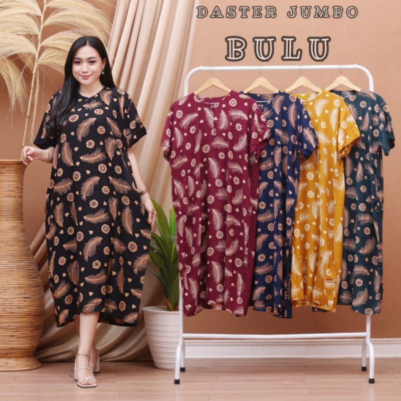 DASTER JUMBO LD 120 CM KANCING DEPAN BUSUI BUMIL BAHAN  SANTUNG RAYON HALUS ADEM BAJU TIDUR IBU LENGAN PENDEK BANYAK MOTIF-DSJ BULU