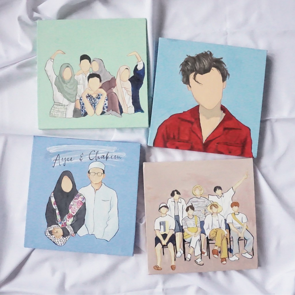 

Custom Painting Canvas 20x20 cm | Custom Lukisan Kanvas | Kado | Giftbox