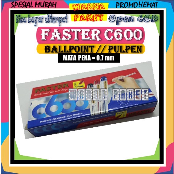 

C600 FASTER Ball point Pul pen 0.7 mm Warna Hitam Biru Merah