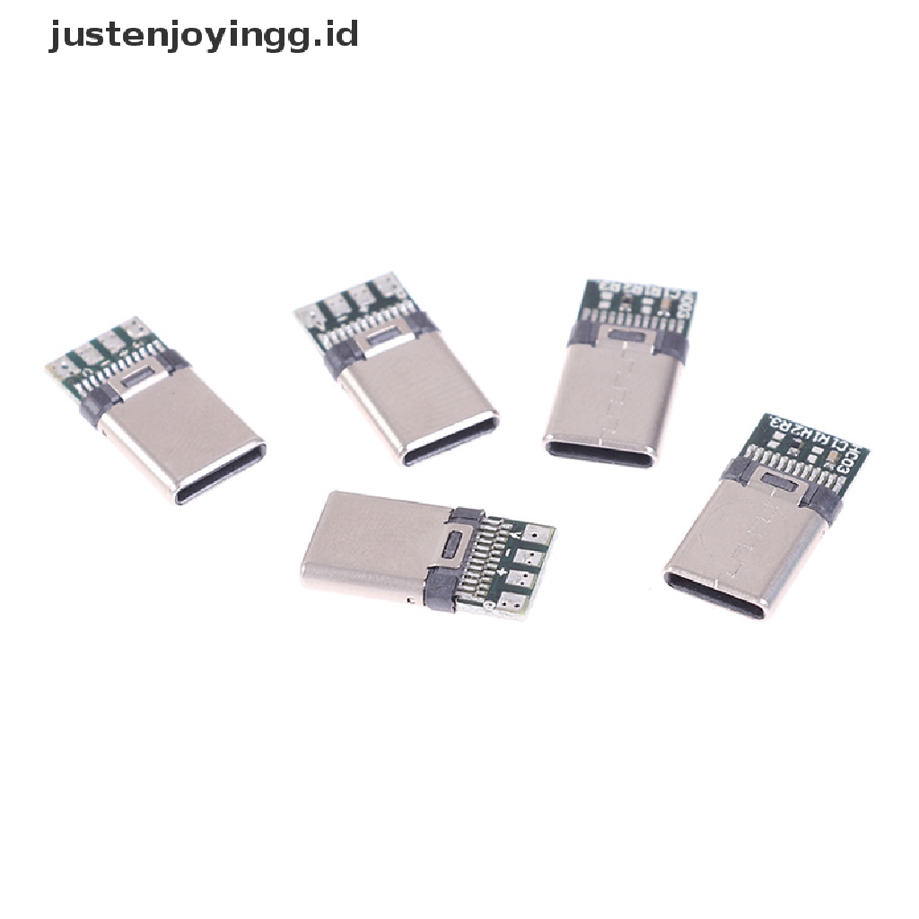 【justenjoyingg.id】 5/10Pcs USB 3.1 Type C Male DIY Solder Cable Plug Connector Socket PC Board .