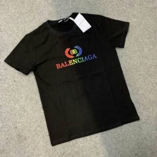 BAJU KAOS BALENCIAGA  BLACK COLORFUL LOGO ORIGINAL QUALITY 