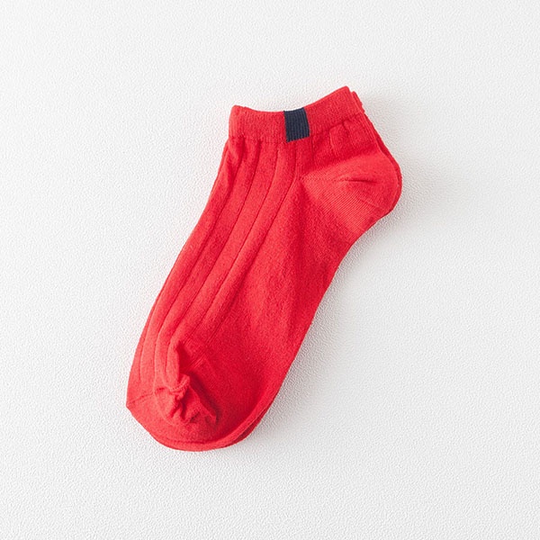Kaos Kaki Wanita Pendek Polos Sporty / Kaos Kaki Ankle Import Panjang Semata Kaki Bergaris / TS-32-Merah