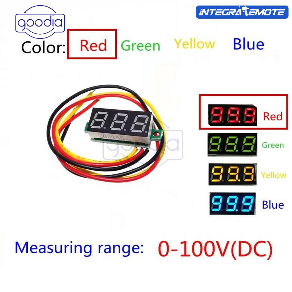 Details zu  12V 24V 0.28&quot; 3 Wire LED DC 0-100V Voltmeter Digital Display Voltage VOLT METER