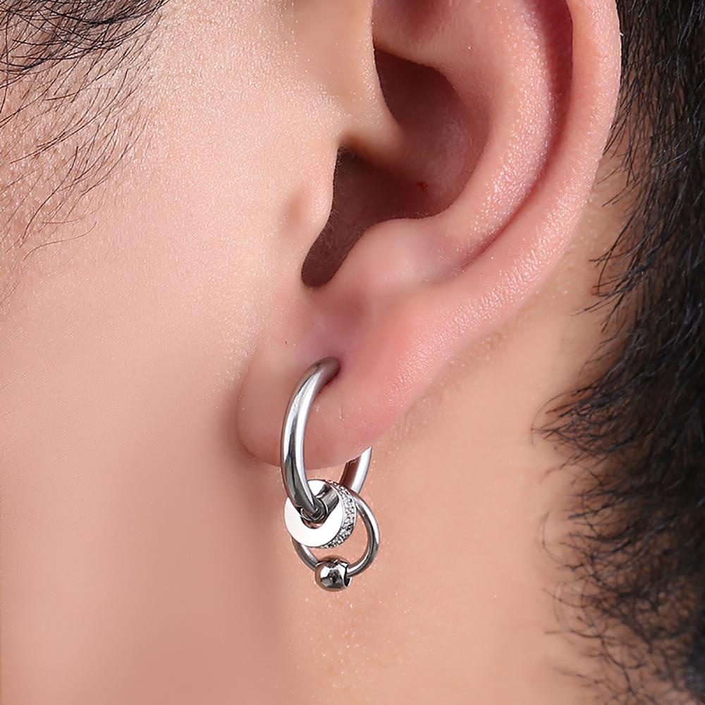 Needway Drop Earring Punk Hip hop Wanita Stainless Steel Korea Anting Hoop