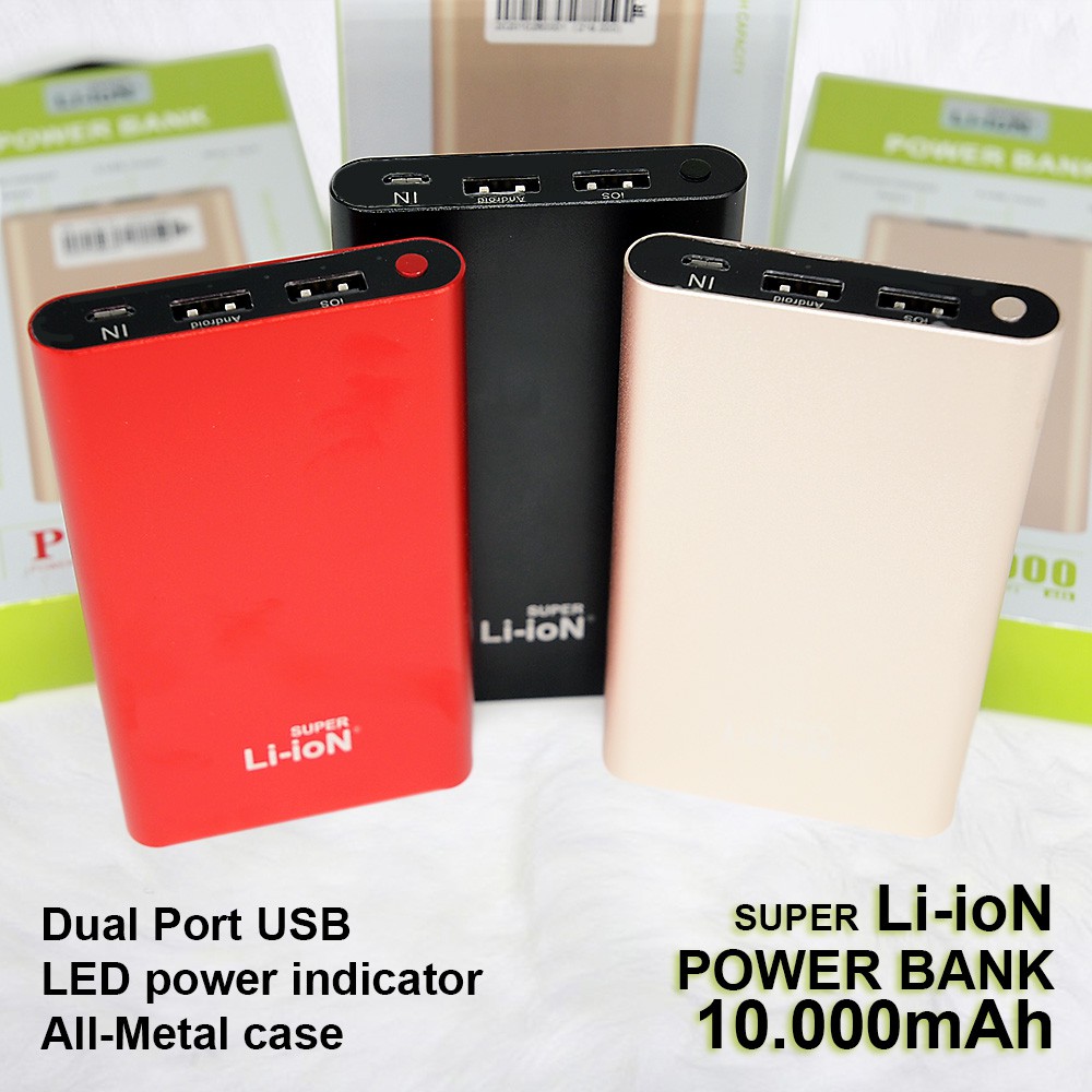 POWER BANK SUPER LI-ION 10000 MAH P2 REAL CAPACITY POWERBANK 10.000MAH POWERBANK 2 PORT USB