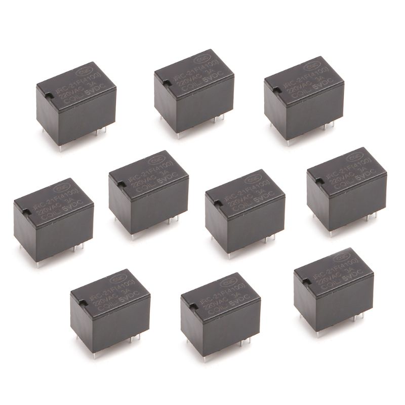 Gro 10pcs JRC-21F 4100untuk DC Mini Power Relay 6-pin PCB Mount Circuit Board Relays