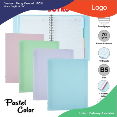 

BINDER NOTE JOYKO B5 LOOSE LEAF PASTEL COLOUR B5-MHPT-143 NOTEBOOK MURAH TEBAL GROSIR WARNA WARNI
