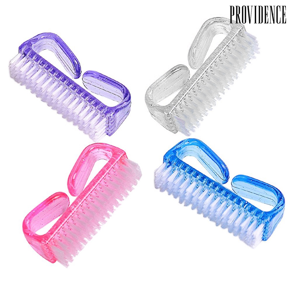 Providence 4Pcs Plastic Handle Grip Nail Dust Brush Fingernail Scrub Cleaner Pedicure Tools