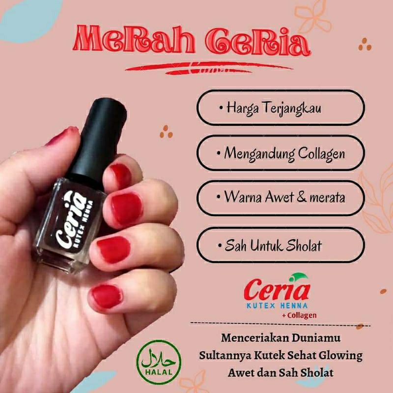 [MERAH] CERIA KUTEX HENNA KUTEK CERIA HALAL SAH SHOLAT KUTEK MUSLIMAH WARNA AWET