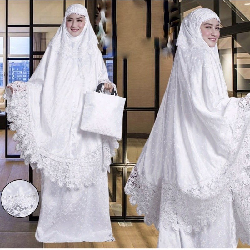 katun bordir / kain katun bordir putih / mukena putih