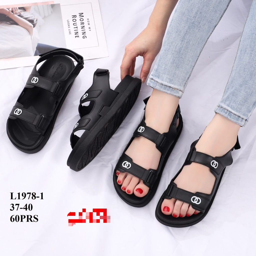 sandal wanita balance tali blakang bulat putih