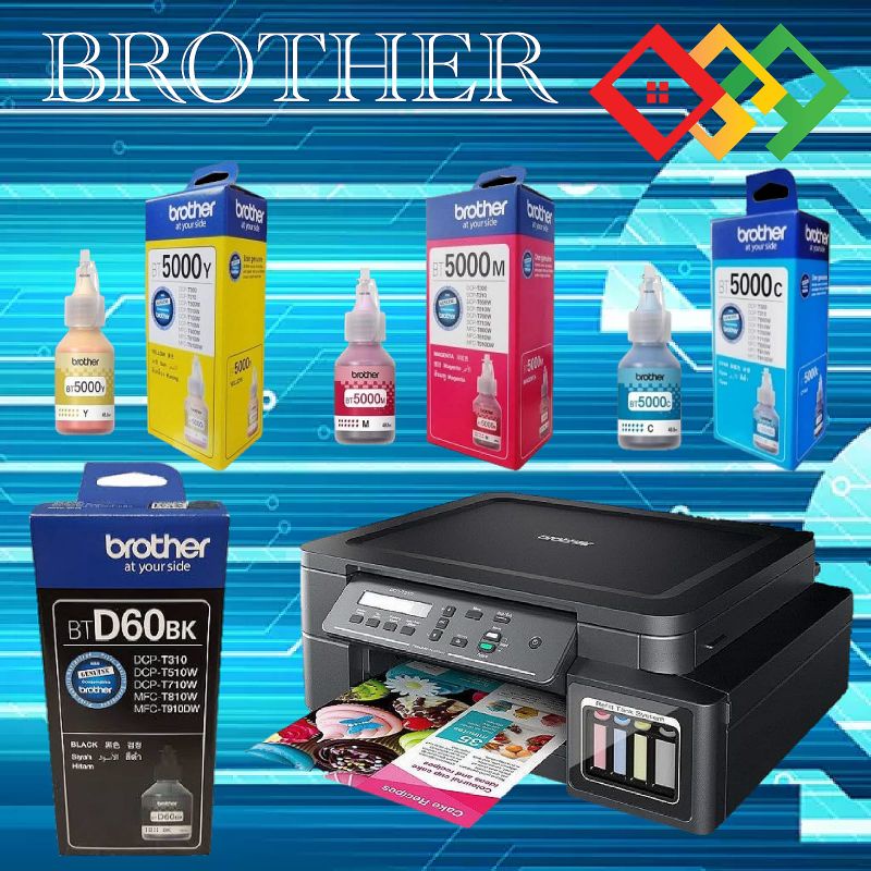 TINTA BROTHER BTD60Bk & BT5000 c,m,y ORIGINAL FOR DCP T510/T710 MFC T910DW/T4500DW HL T4000DW