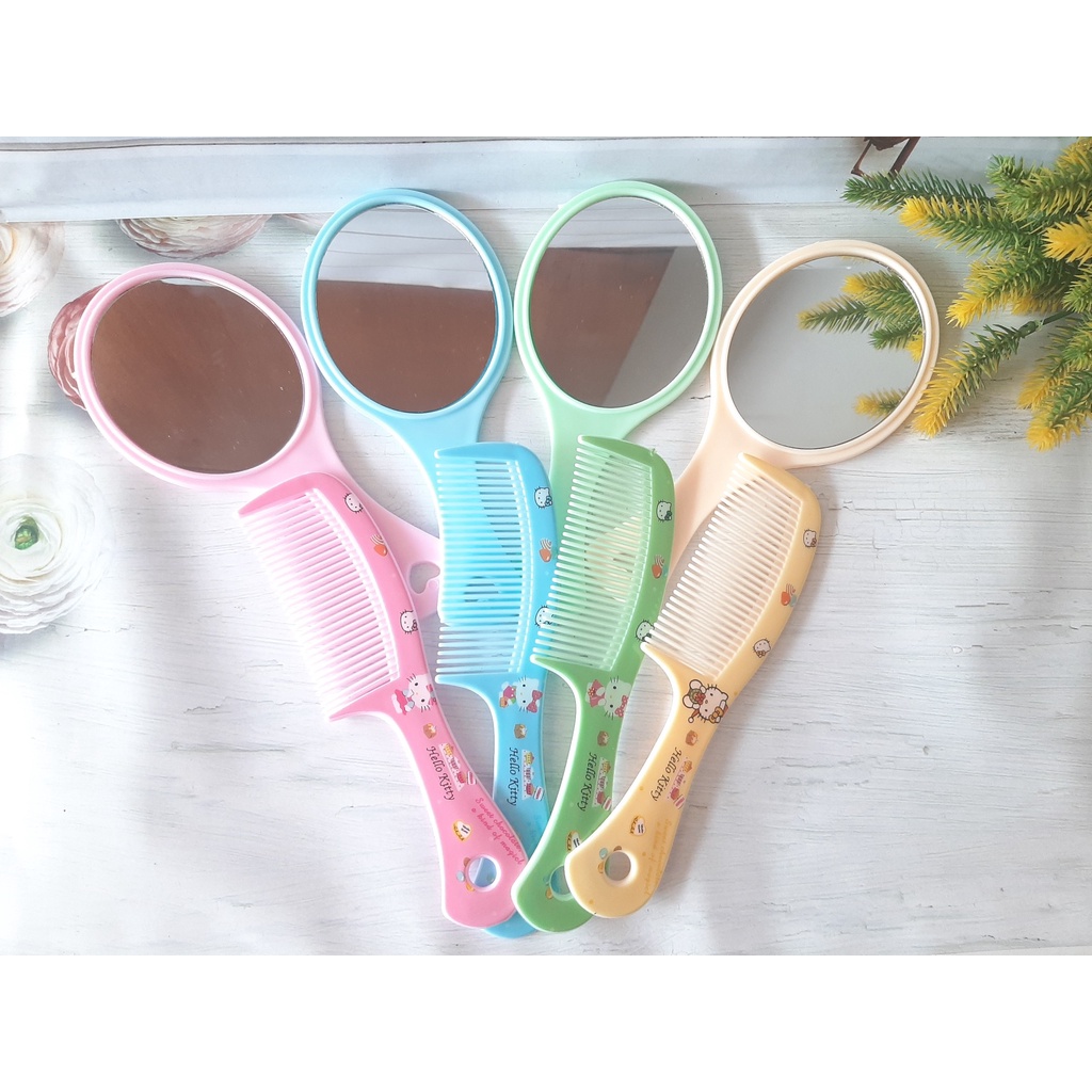 [PER PCS] SET KACA OVAL RANDOM WARNA SISIR + KACA BISA COD