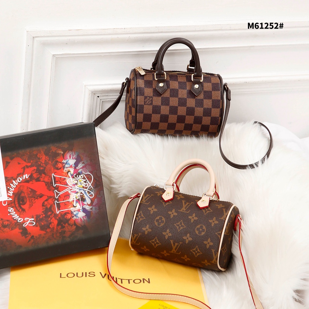 Tas LV Nano Speedy M61252 With Box/ Tas LV Selempang Wanita Import/ Tas Speedy LV Wanita Import