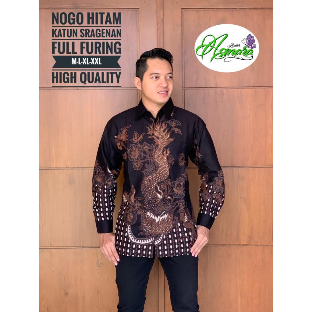 Batik Terbaru Terkeren Terhits 2019 Nogo Hitam Ori Asmara Kemeja Batik Pria Lengan Panjang Katun Shopee Indonesia