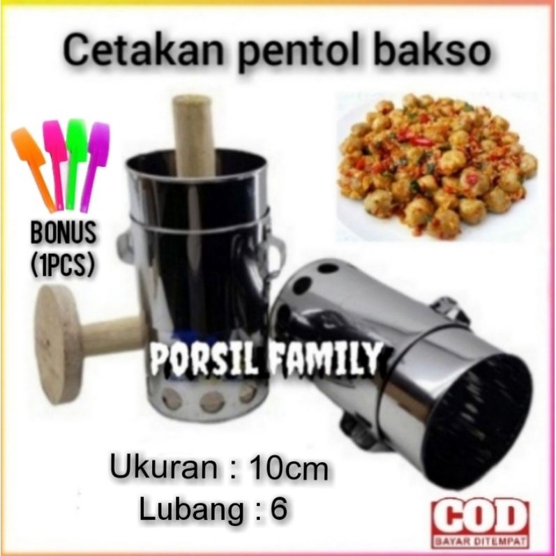 alat cetakan pentol cilok manual 1,7cm/ cetakan bakso lubang 6 stainless anti lengket murah COD MESI