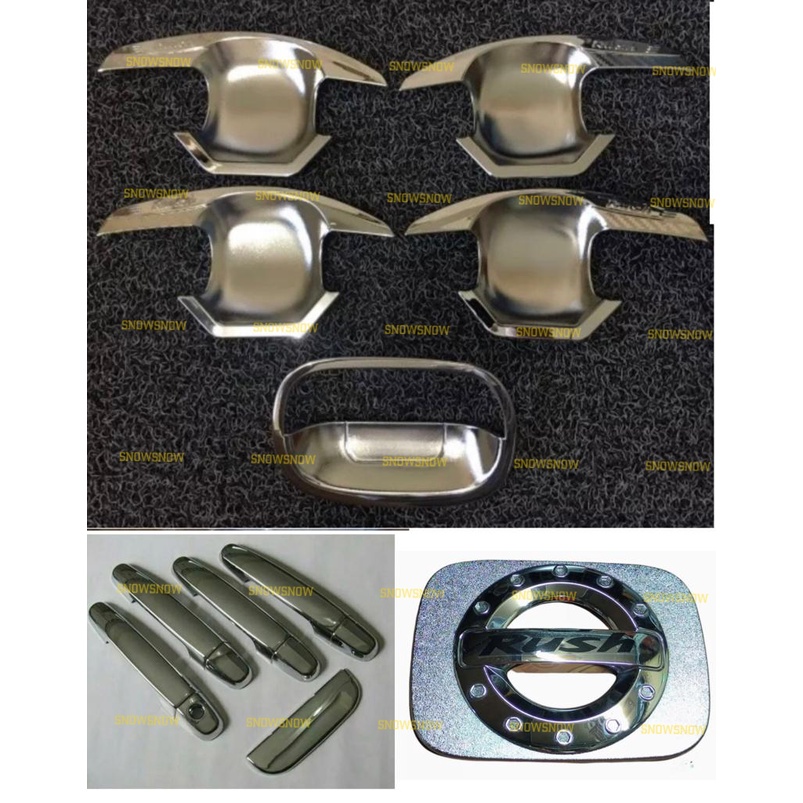 Paket Outer Handle Tank Cover Rush Terios Lama Old 2007 2008 2012 2015 2017 5pcs Elegant Chrome