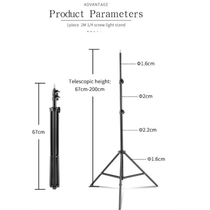 Tripod Light Stand 2m for Studio Lightning Portable stand lampu - Tripod