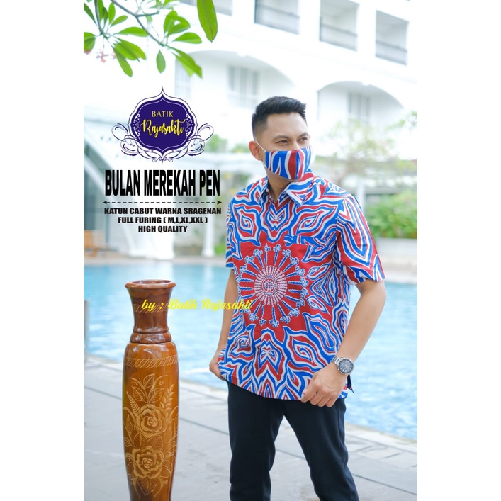 BULAN MEREKAH RAJASAKTI KEMEJA BATIK SOLO PRIA LENGAN PENDEK LAPIS FURING ATASAN BATIK PREMIUM MODERN KATUN HALUS BAHUWIRYA  BANAMITRA BANAMITRA PUTIH BANGSAWAN BAYU PUTRA BERLIAN BIRU BHARATAYUDA BIMASENA BIRENDRA BIRU INDAH BRAHMAKERTA BRAHMAKERTA MERAH