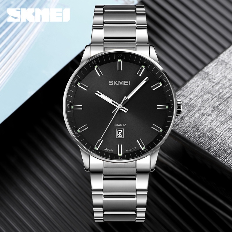 SKMEI 1878 Jam Tangan Pria Analog Chronograph Business Watch Tali Stenlis WATCHKITE WKOS